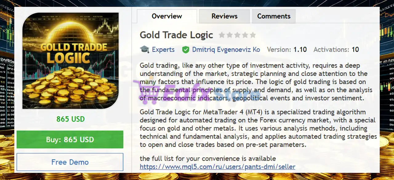 Gold Trade Logic EA MT4 (Latest version) - Unlimited 2 Gold Trade Logic EA Overview