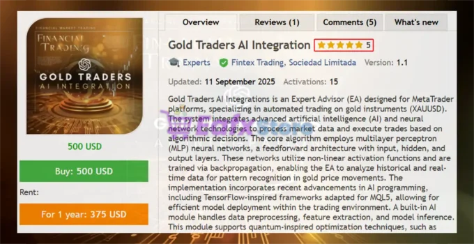 Gold Traders AI Integration MT5 Overview