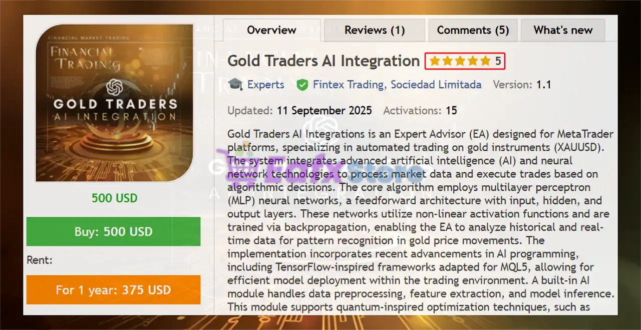 Gold Traders AI Integration MT5 (Latest version) – GroupBuy 2 Gold Traders AI Integration MT5 Overview
