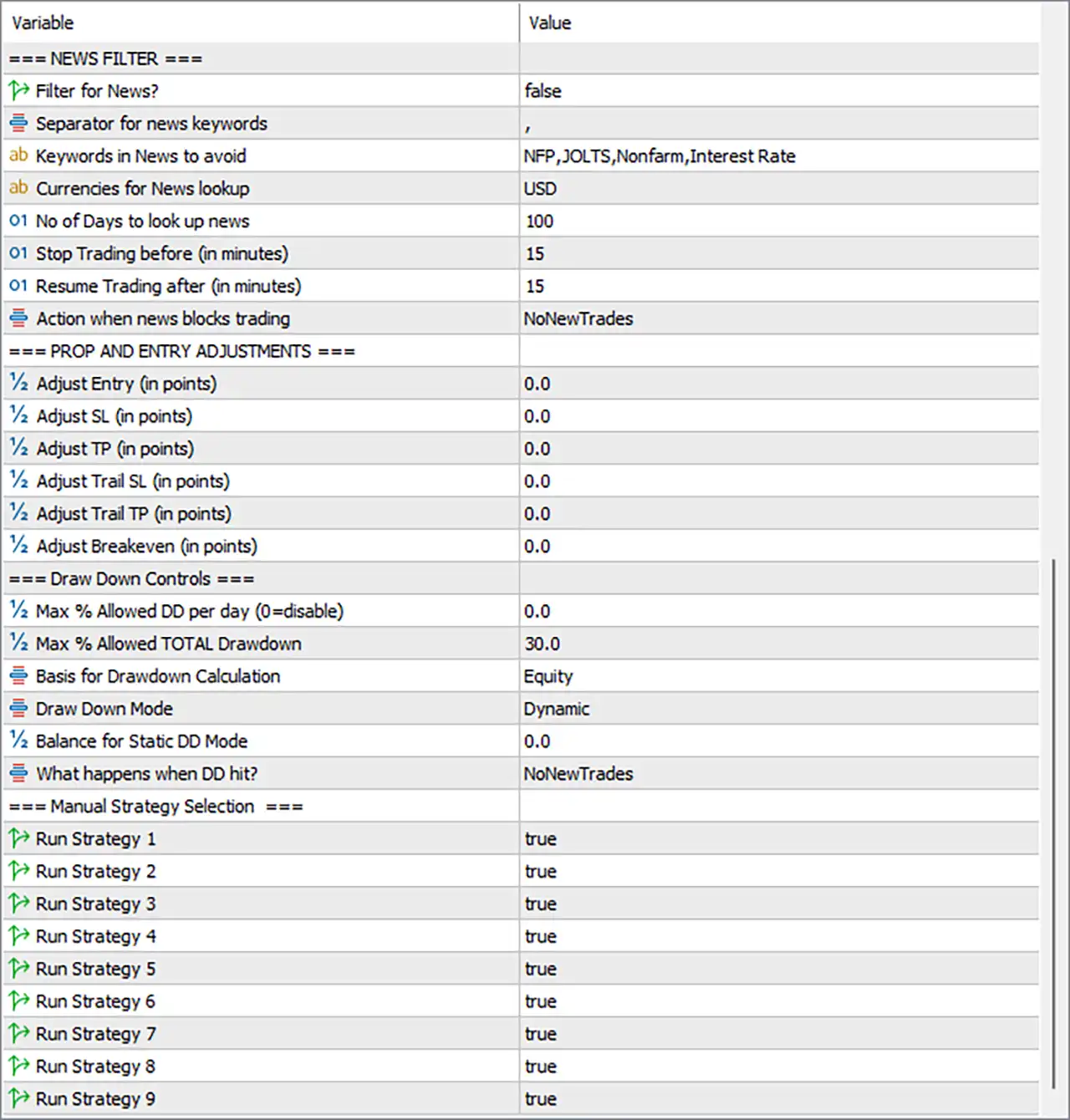 Gold X9 EA Settings Panel