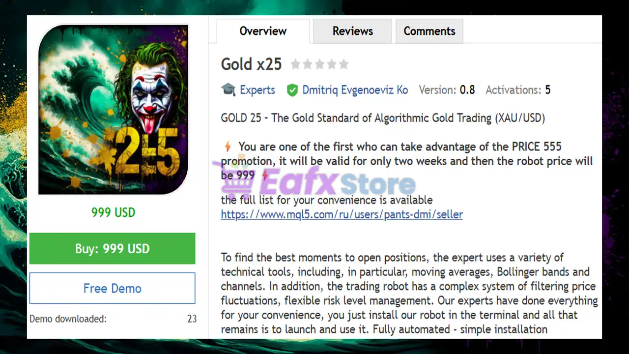 Gold x25 EA MT4 (Latest version) - Unlimited 2 Gold x25 EA Review