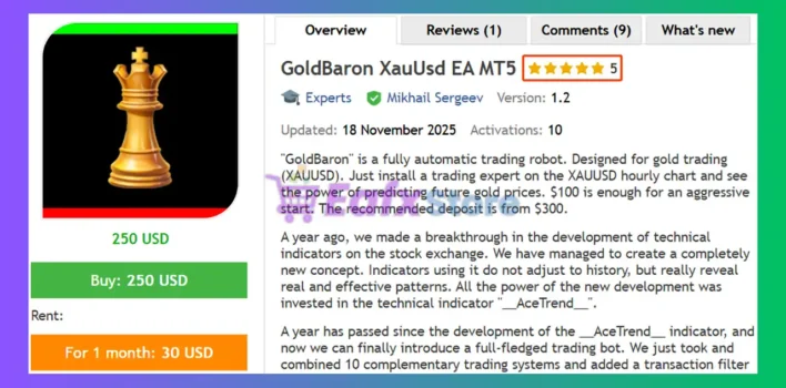 GoldBaron XauUsd EA MT5 Review