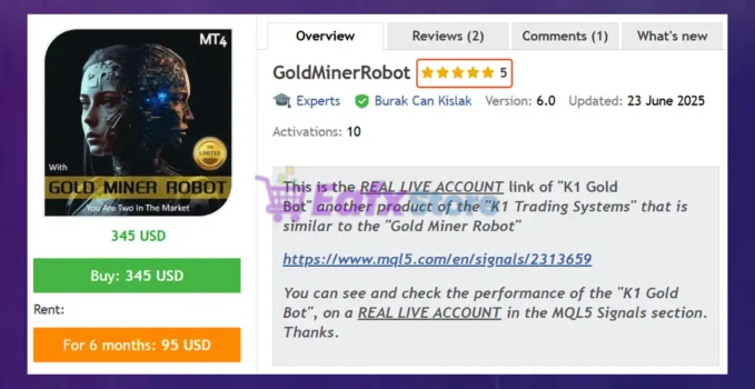 GoldMinerRobot MT4 Overview