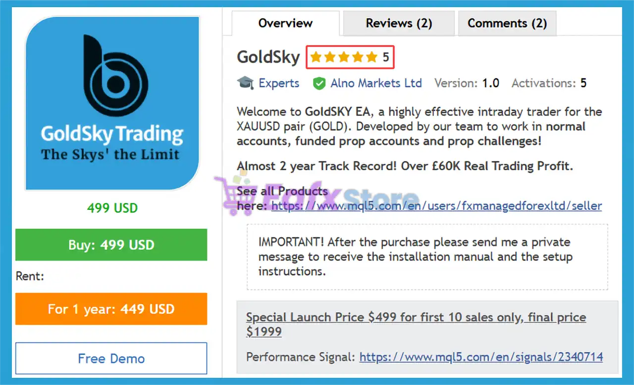 GoldSky EA MT5 with SetFiles (Latest version) – GroupBuy 2 GoldSky EA MT5 Review