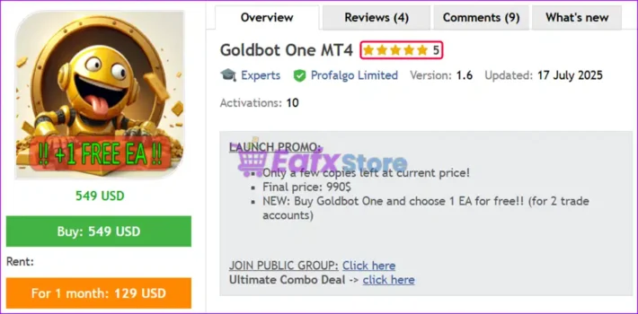 Goldbot One MT4 Overview