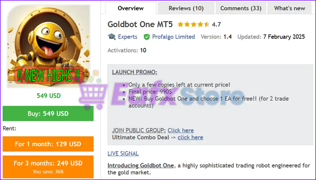 Goldbot One MT5 with SetFiles (Latest version) – GroupBuy 2 Goldbot One MT5 Overview