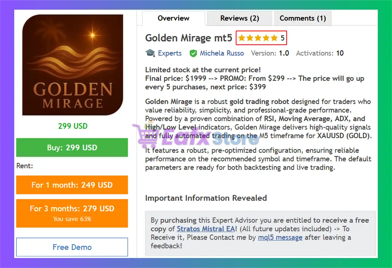 Golden Mirage MT5 (Latest version) – GroupBuy 2 Golden Mirage MT5 Overview
