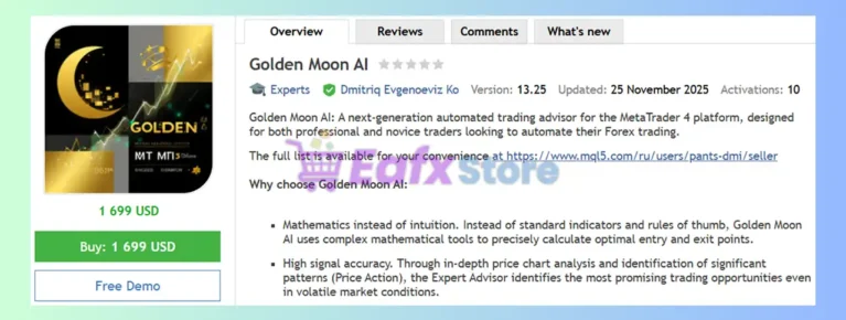 Golden Moon AI EA MT4 Review