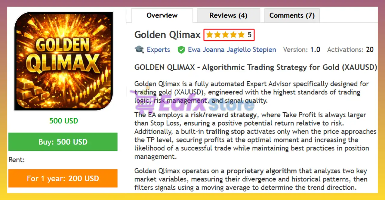 Golden Qlimax EA MT5 (Latest version) – Group Buy 2 Golden Qlimax EA Review