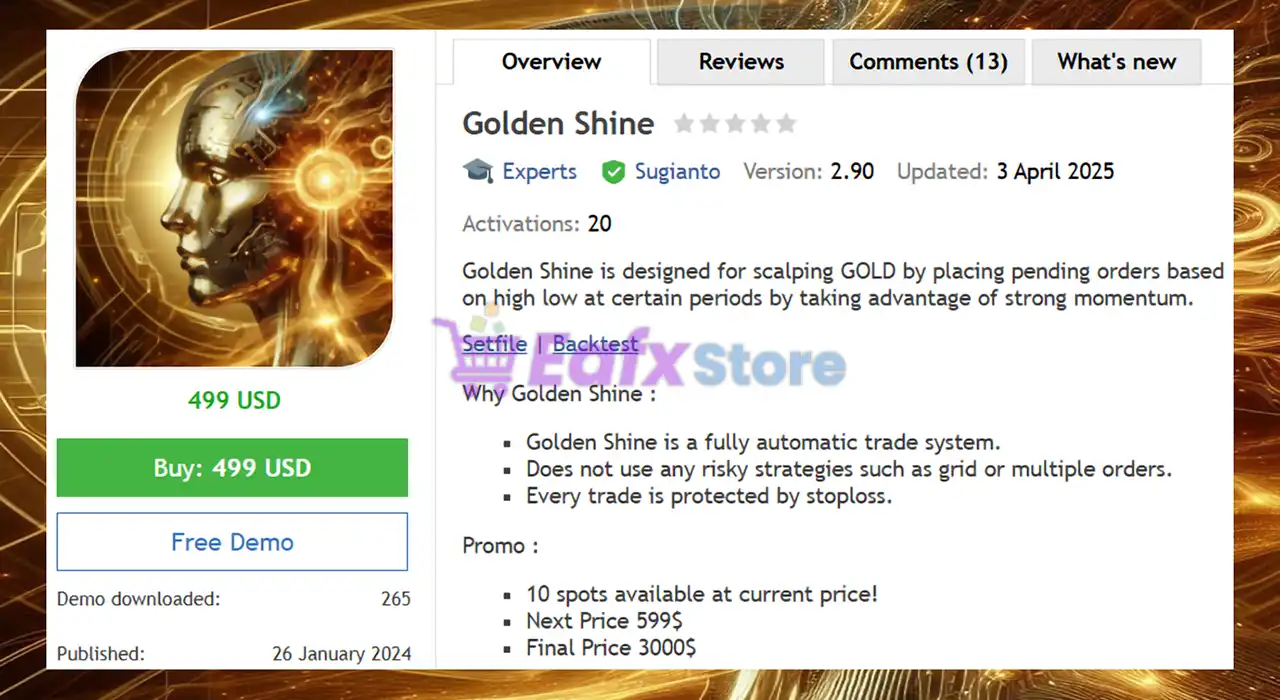 Golden Shine EA MT5 + SetFiles (Latest version) – GroupBuy 2 Golden Shine EA MT5 Overview
