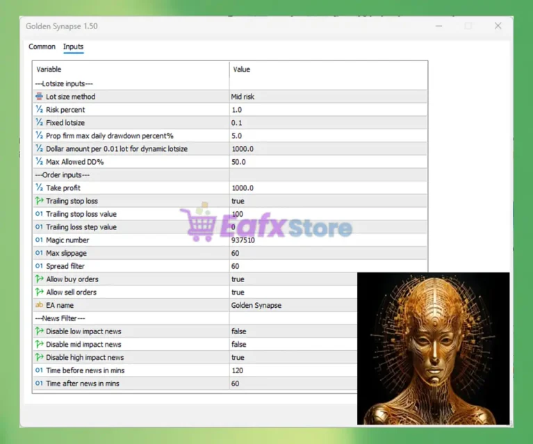 Golden Synapse MT5 Settings Panel