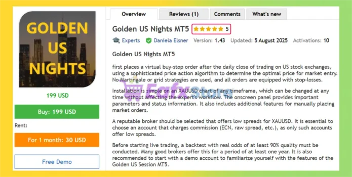 Golden US Nights MT5 Overview