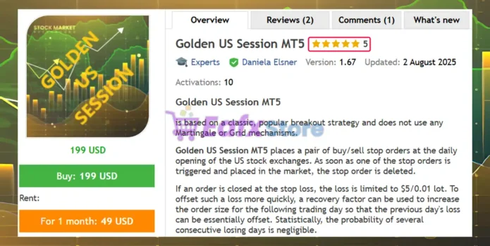 Golden US Session MT5 Overview