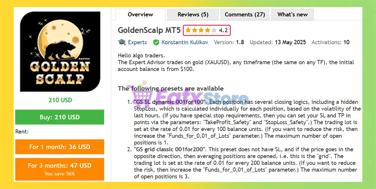 GoldenScalp MT5 with SetFiles (Latest version) – GroupBuy 2 GoldenScalp MT5 Overview