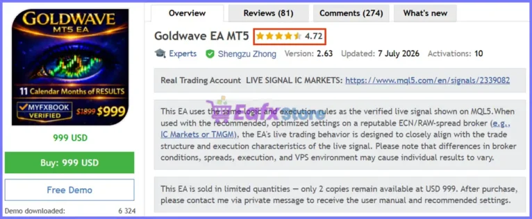Goldwave EA MT5 Overview