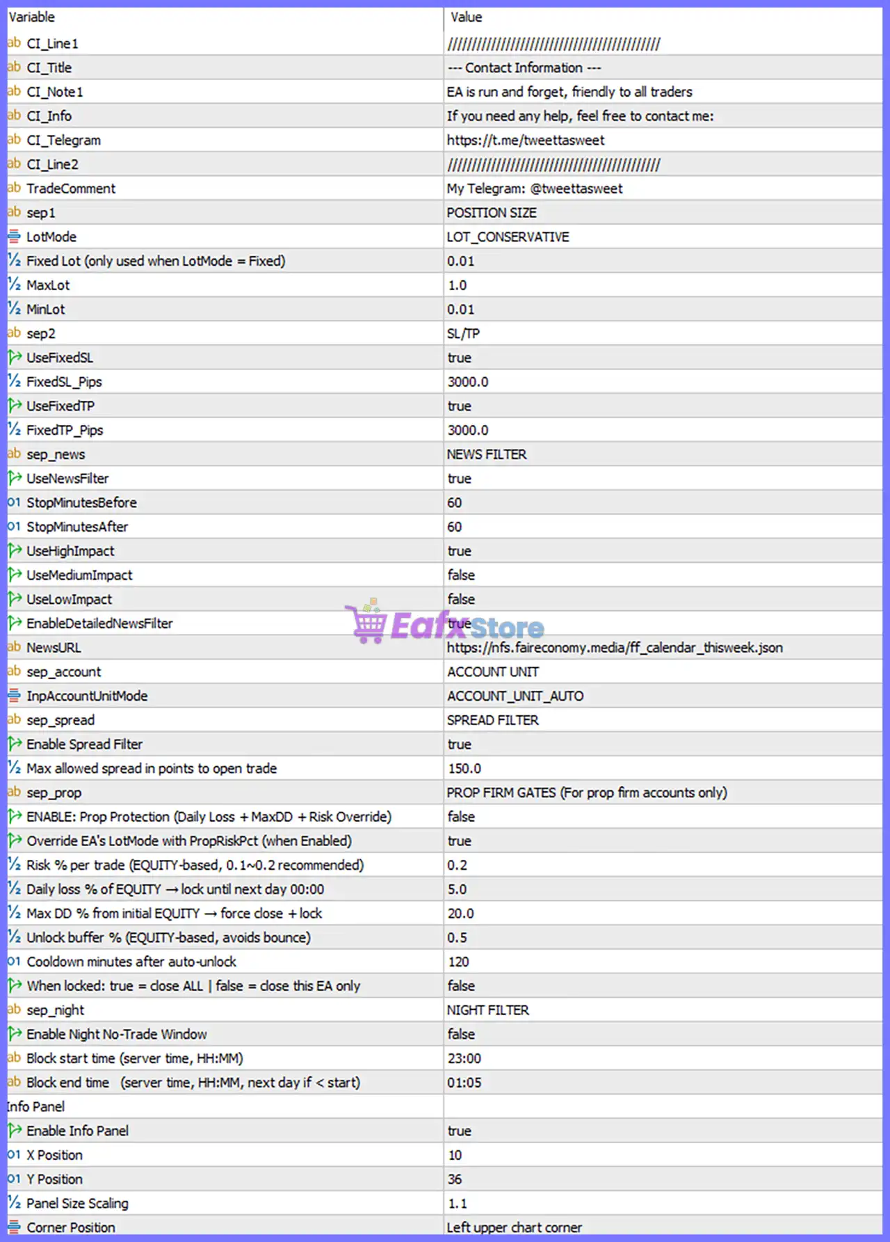 Goldwave EA Settings Panel