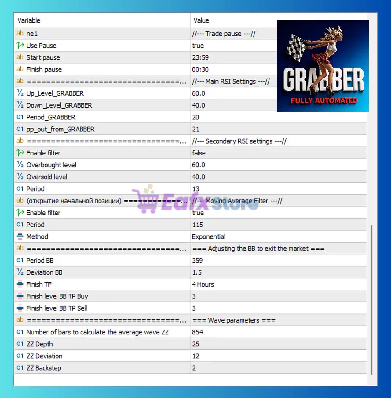 Grabber Bot Settings Panel