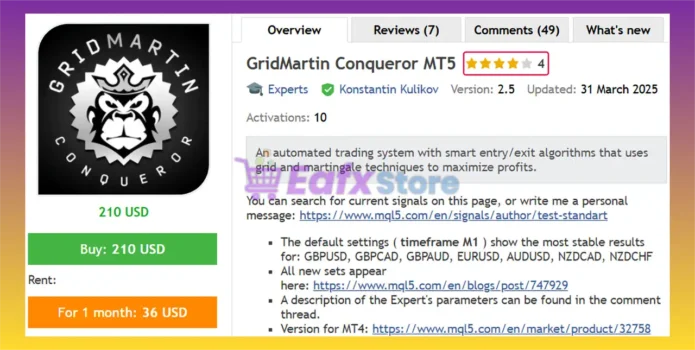 GridMartin Conqueror MT5 Overview