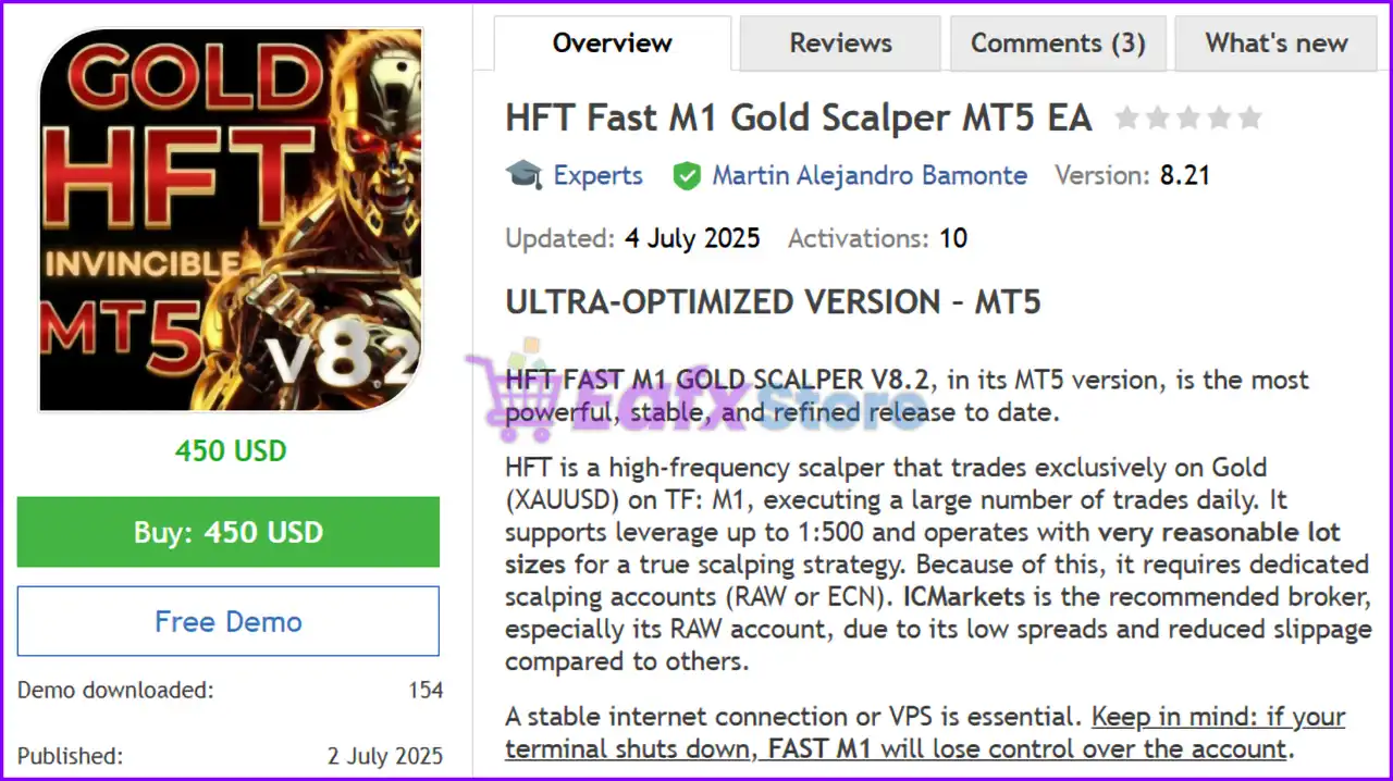 HFT Fast M1 Gold Scalper MT5 (Latest version) – GroupBuy 2 HFT Fast M1 Gold Scalper MT5 Overview