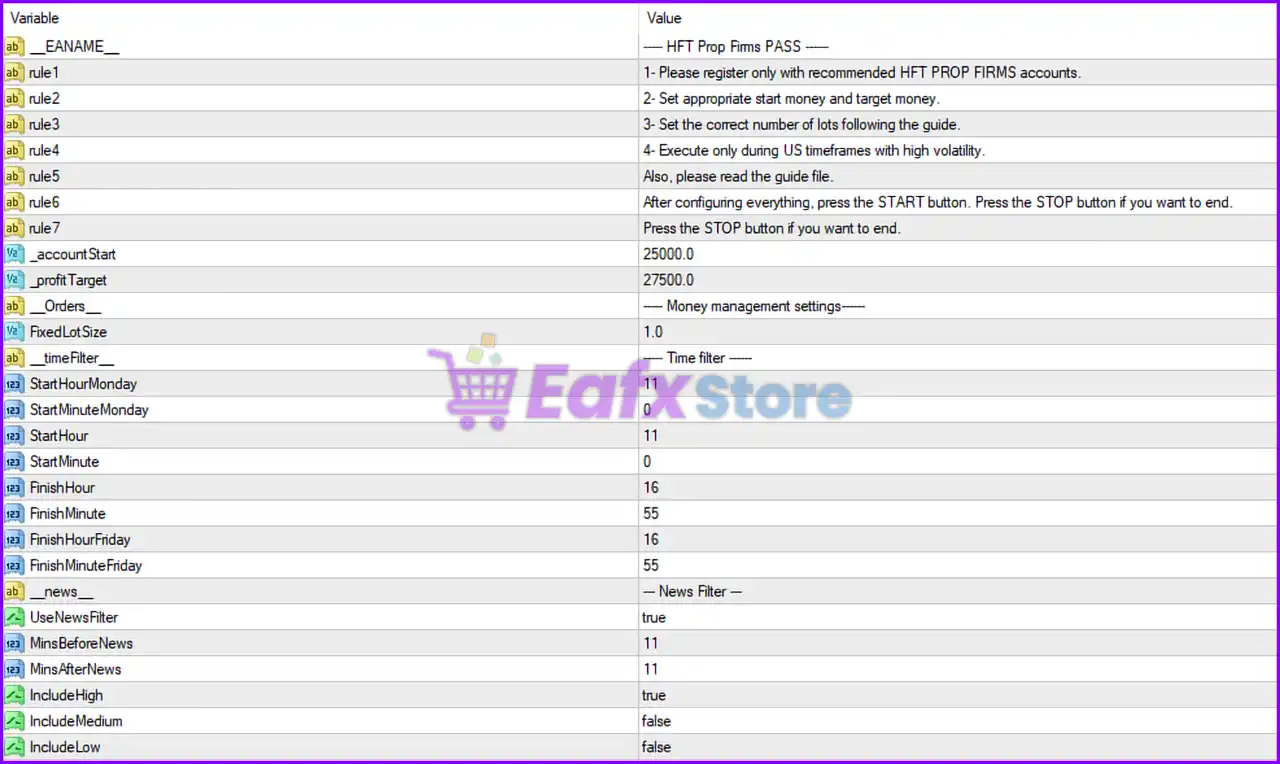 HFT Pass Prop Firm MT4 with SetFiles (Latest version) 6 HFT Pass Prop Firm MT4 Setting Panel