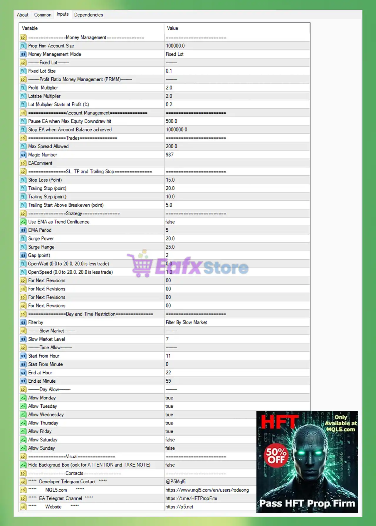 HFT Prop Firm EA Settings Review 3