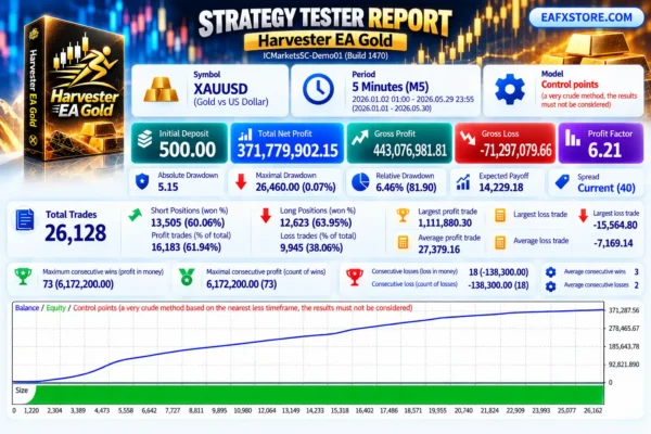 Harvester EA Gold MT4 Backtest Results