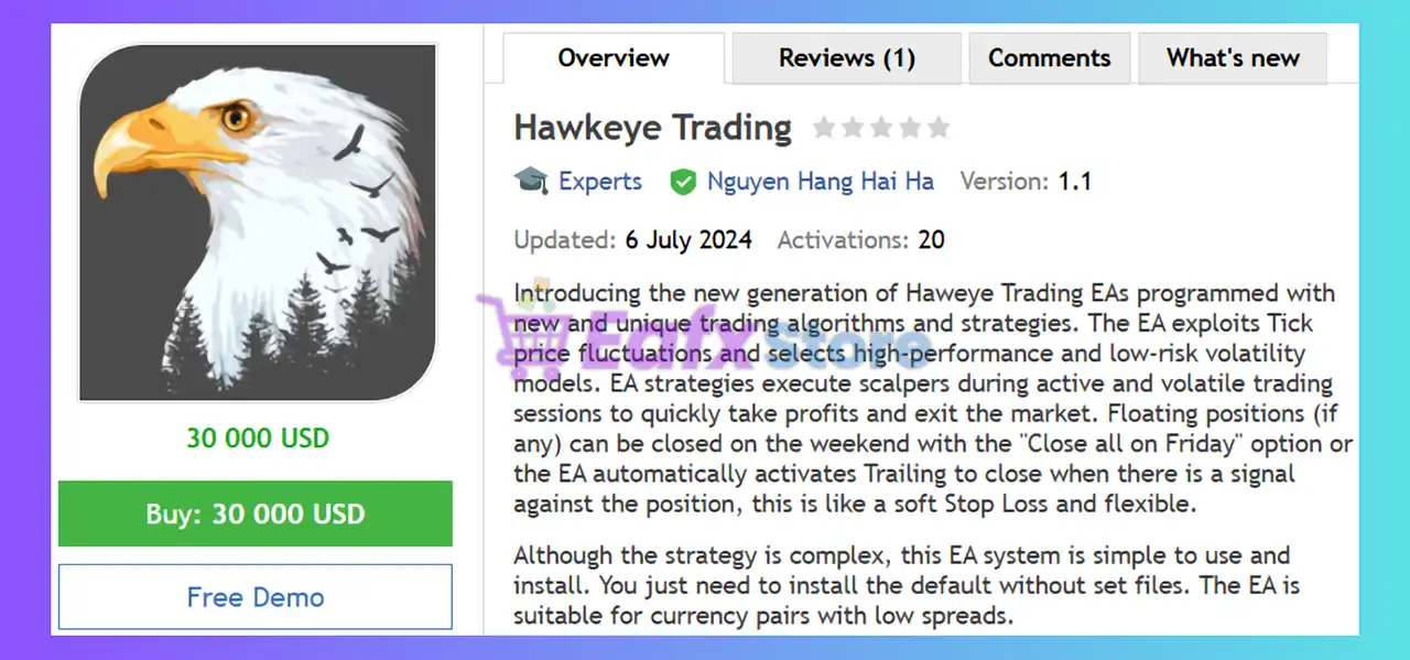 Hawkeye Trading EA MT4 (Latest version) - Unlimited 2 Hawkeye Trading EA MT4 Review