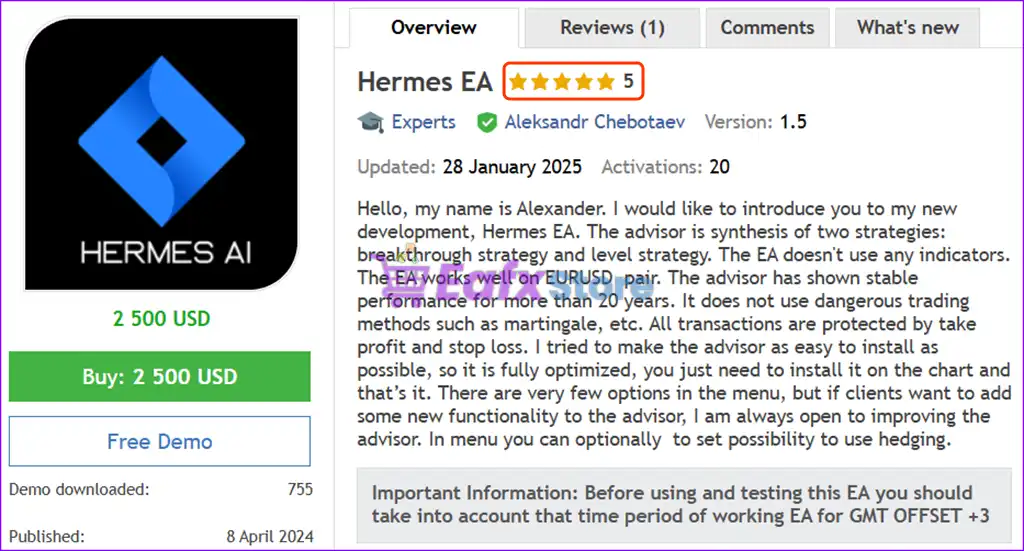 Hermes EA MT5 (Latest version) – GroupBuy 2 Hermes EA MT5 Overview