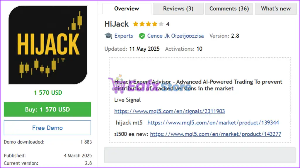 HiJack EA MT4 v2.1 (Platform build 1441+) 2 HiJack EA MT4 Overview