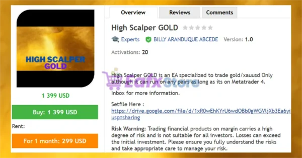 High Scalper GOLD EA MT4 Review