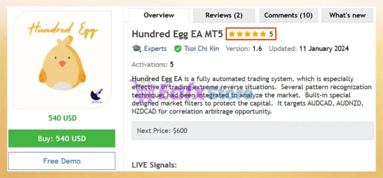 Hundred Egg EA MT5 Review