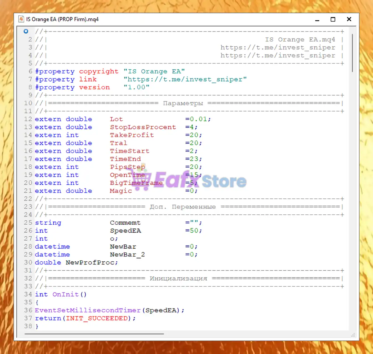 IS Orange EA Source Code MQ4 with SetFiles (Unlimited) 2 IS Orange EA Overview