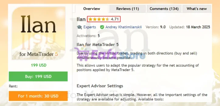 Ilan EA MT5 Overview