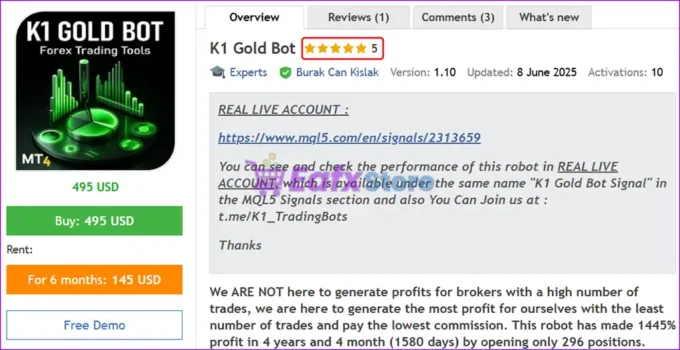 K1 Gold Bot Overview