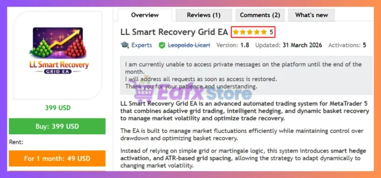 LL Smart Recovery Grid EA MT5 Review