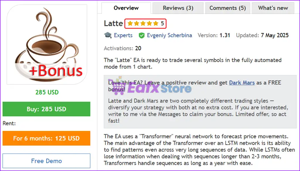 Latte EA MT5 (Latest version) – GroupBuy 2 Latte EA MT5 Overview