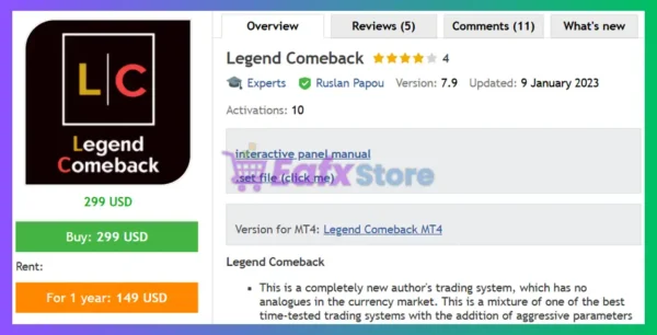 Legend Comeback EA MT5 Review
