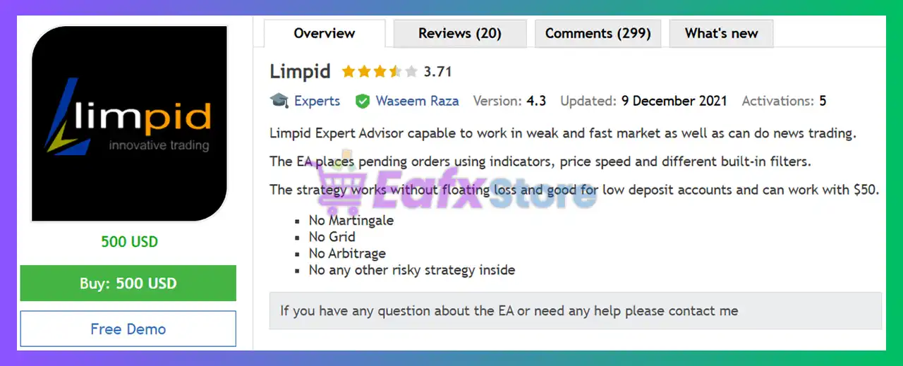 Limpid EA MT4 with SetFiles (Latest version) - Unlimited 2 Limpid EA MT4 Review