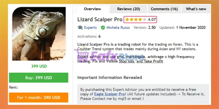 Lizard Scalper Pro EA MT4 Overview