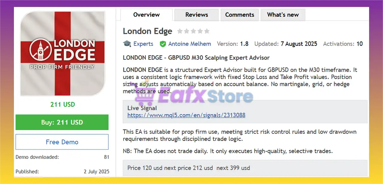 London Edge EA MT5 (Latest version) – GroupBuy 2 London Edge EA MT5 Overview