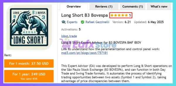 Long Short B3 Bovespa EA MT5 Review