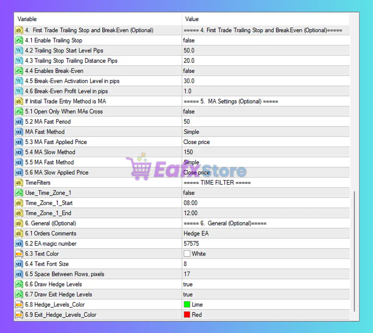Loss Recovery Trader MT4 Settings Analysis & Full Review 4 Loss Recovery Trader MT4 Setting Panel