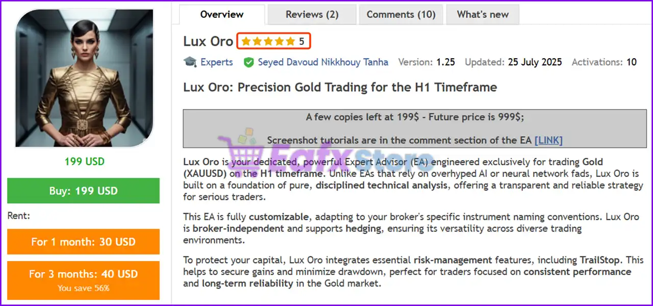 Lux Oro EA MT5 (Latest version) – GroupBuy 2 Lux Oro EA MT5 Overview