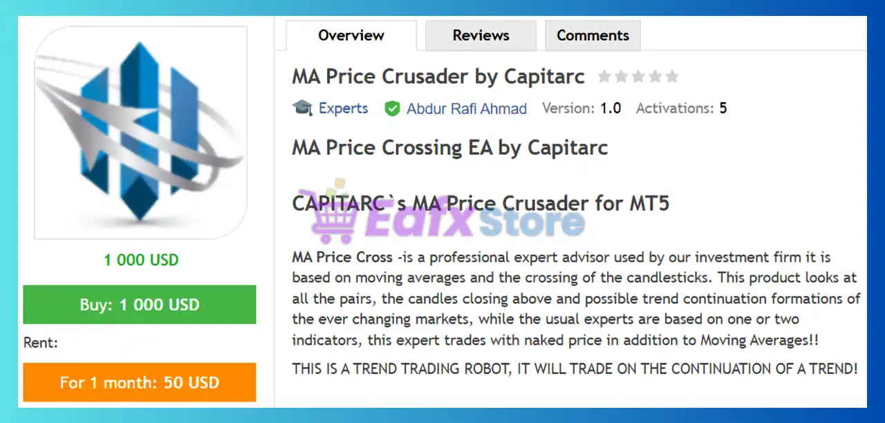 MA Price Crusader by Capitarc EA MT5 (Latest version) – GroupBuy 2 MA Price Crusader by Capitarc EA MT5 Review
