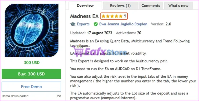 Madness EA MT5 Overview