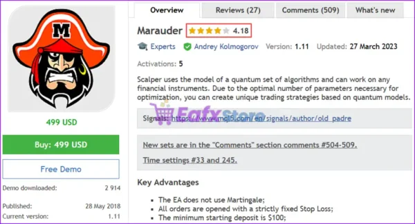 Marauder EA MT4 Overview