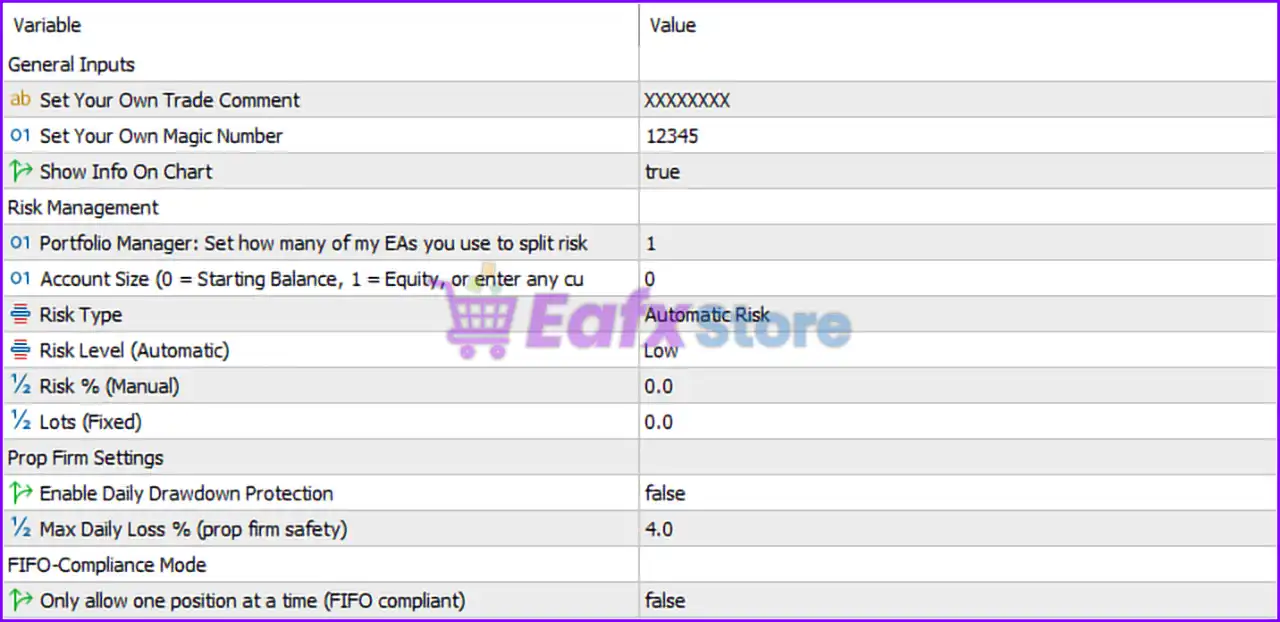 Market Anomalies EA MT5 (Latest version) – GroupBuy 6 Market Anomalies EA MT5 Settings Panel