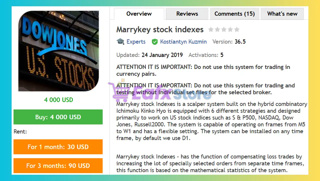 Marrykey stock indexes EA MT4 (Latest version) - Unlimited 2 Marrykey stock indexes EA Review