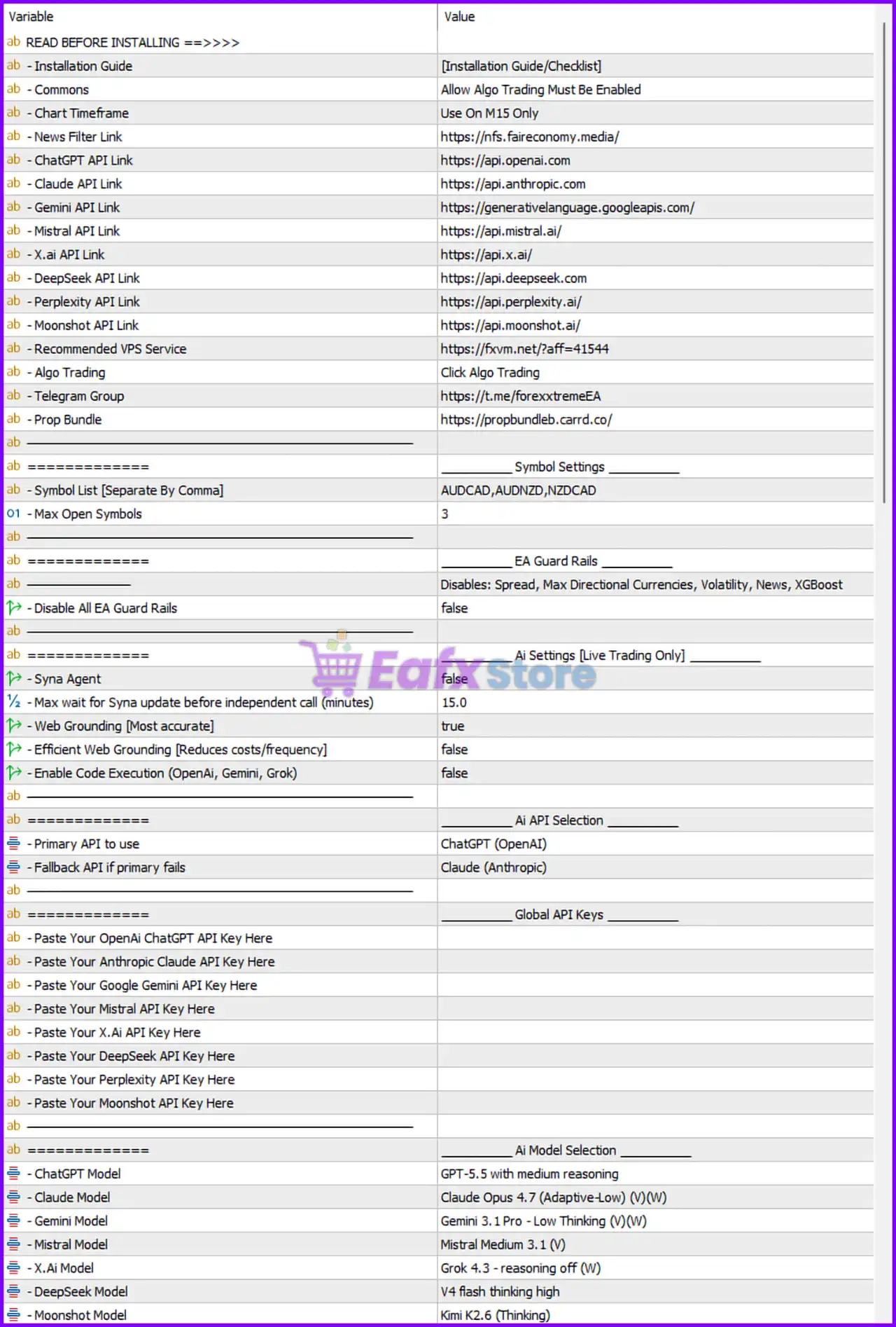 Mean Machine EA MT5 (Latest version) – GroupBuy 5 Mean Machine EA MT5 Settings Panel