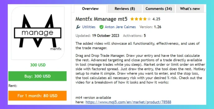 Mentfx Mmanage mt5 Review